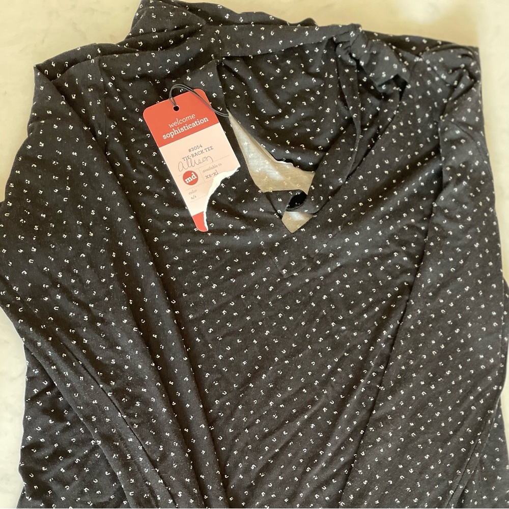 CAbi long sleeve drape neck tie back top.  Size med